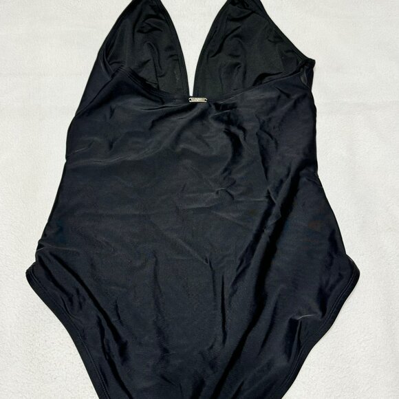 DKNY Womens Black One-Piece Halter Swimsuit L Large Nylon & Spandex - Picture 13 of 13